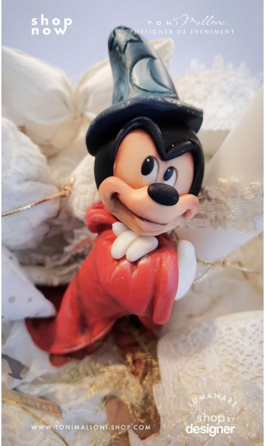 Lumanare botez Mickey Mouse Wizard creata cu o figurina special creata manual unicat 17